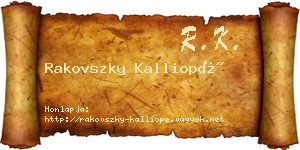 Rakovszky Kalliopé névjegykártya